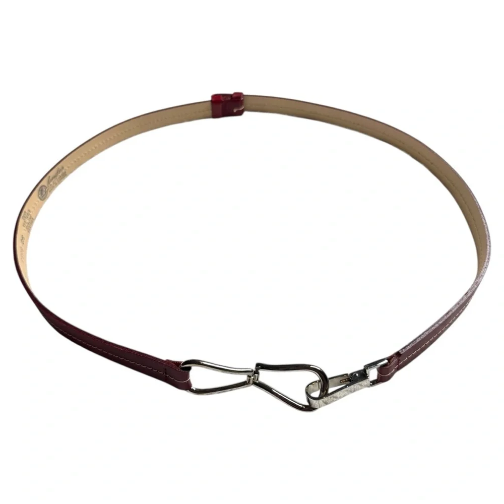 Landes Canada Genuine Leather Chain Clasp Buckle Belt Womens One Size Minimalist